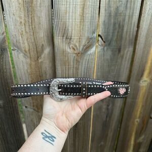 Nocona Girls Western Belt Leather Pink Cross Hearts Size 22